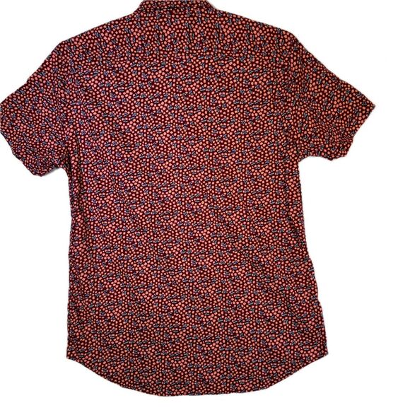 Bonobos Men Shirt Large Red Floral Stretch Slim Fit Short Sleeve Button-Up M528 - Picture 2 of 13